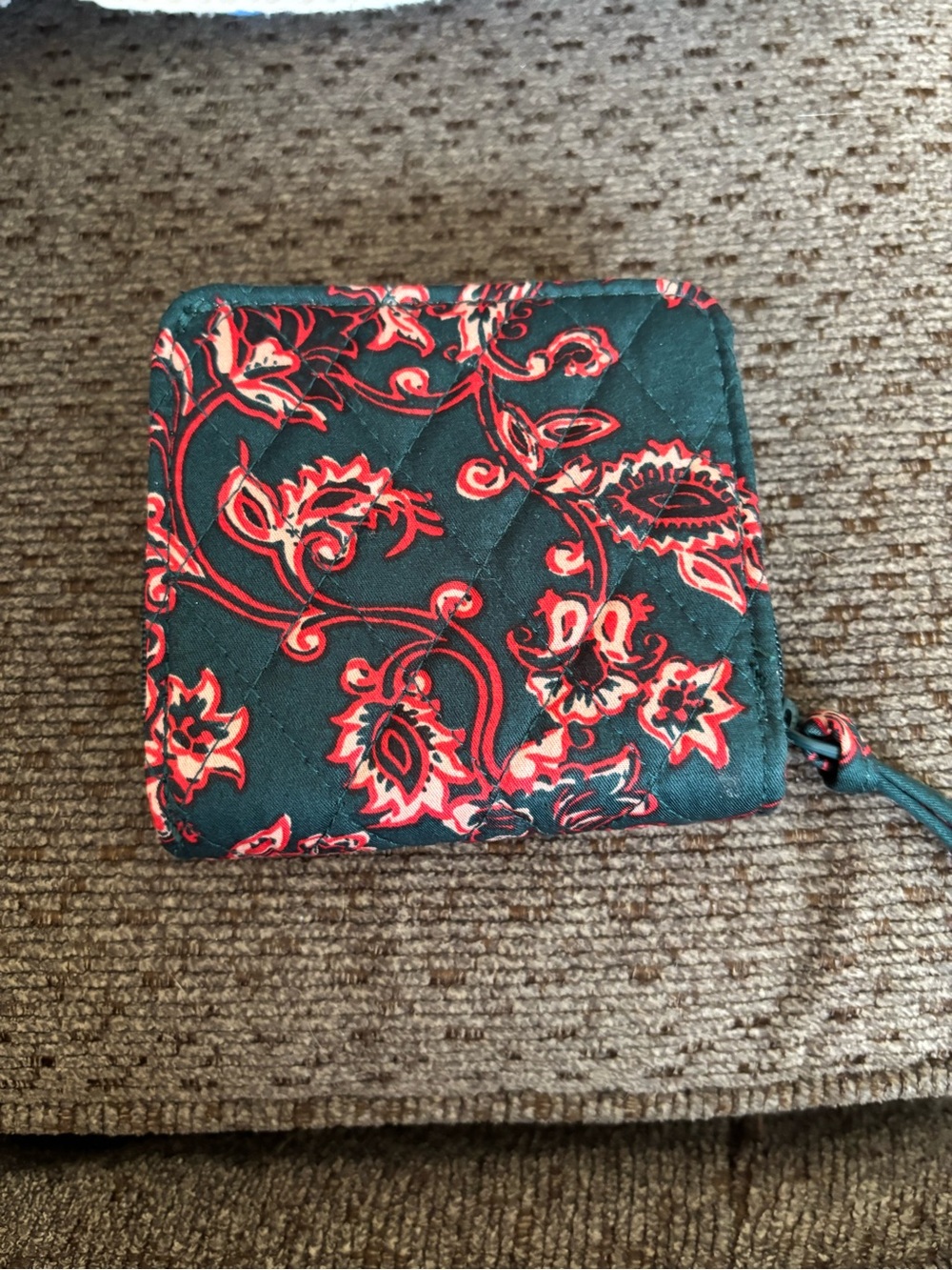 Vera Bradley Teal and Red Quilted Zip Wristlet